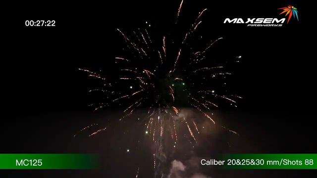 Батарея салютов Maxsem, 0,8", 1", 1,2"-88 залпов, комбинированный веерный, SONIC BOOM, MC125 смотреть онлайн