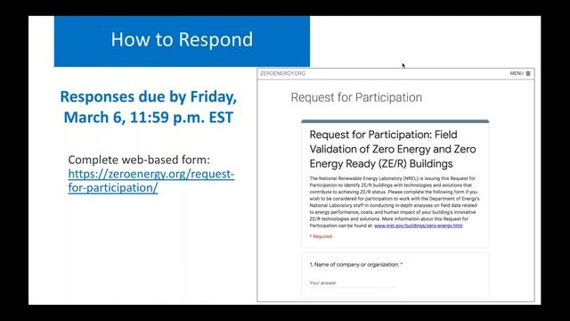 Request for Participation for Field Validation of Zero Energy and Zero Energy Ready Buildings смотреть онлайн