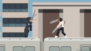 человек бензопила против человека катаны