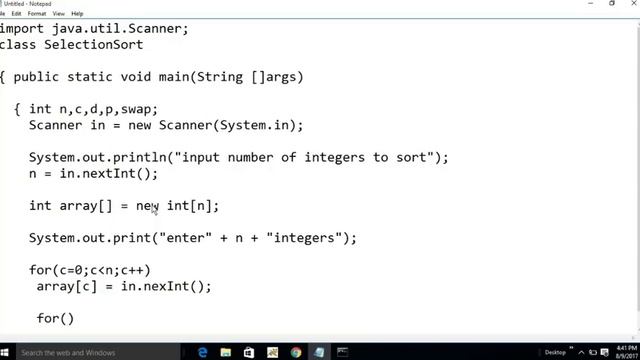 Java Program - Selection Sort смотреть онлайн