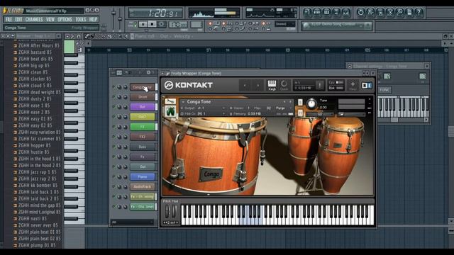 Kontakt Plug-in VST : Grand Piano & Conga Tone ( Salsa Music In Fl Studio ) смотреть онлайн
