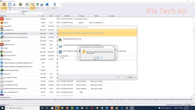 Error 1324: The folder path 'Crystal Reports' or any program contains and invalid character1 смотреть онлайн