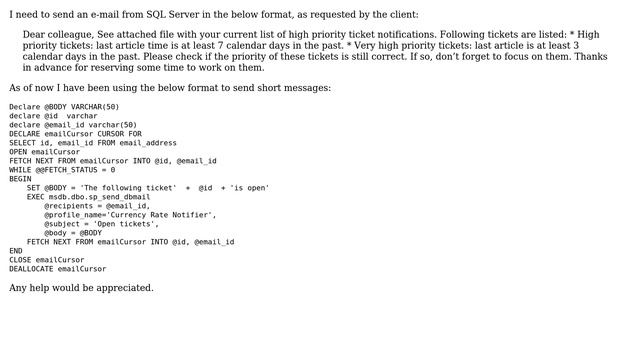 Databases: Require to Send a formatted HTML Email via Database Mail in Sql Server 2008 R2 смотреть онлайн
