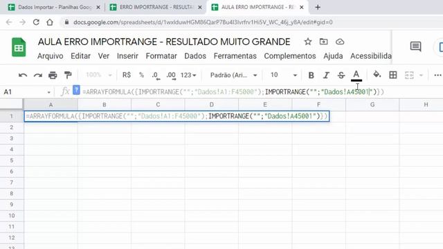 CORRIGIR ERRO FUNÇÃO IMPORTRANGE GOOGLE PLANILHAS - RESULTADO MUITO GRANDE смотреть онлайн