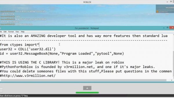 Python for roblox exploit 2/28/15 Run python and lua in roblox!