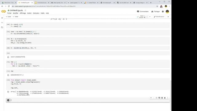 Régression linéaire dans Colab (Partie 3) | Résolution avec Scikit learn смотреть онлайн