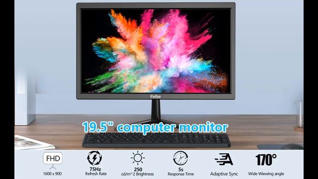 Feihe 19.5 Inch Computer Monitor (1600x900) 75Hz with HDMI and VGA Monitor for PC смотреть онлайн