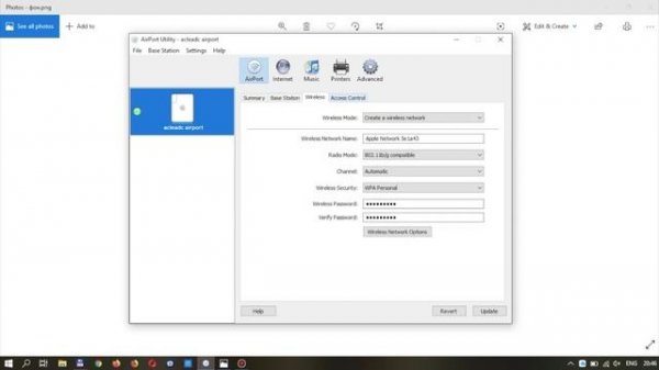 Настройка WiFi роутера Apple Airport Express с помощью Airport утилиты для Windows