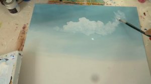 Как рисовать  облака акрилом  How to paint the cloudy sky in acrylic.