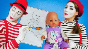 Видео для малышей про игры с Беби Бон. Мим и Мимесса рисуют пупса. Сборник про детские игрушки