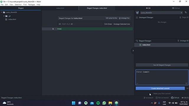Curso Git - Atom | Comandos (git init, git status, git add, git commit, git branch, git checkout) смотреть онлайн