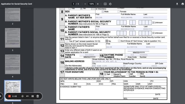 Как заполнить форму SS-5 для получения SOCIAL SECURITY NUMBER (SSN) в США смотреть онлайн