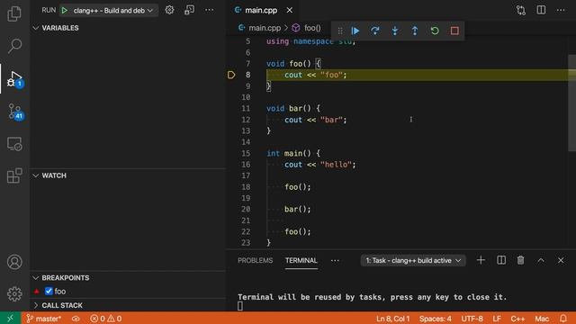 VS Code tips — Function breakpoints in C++ смотреть онлайн