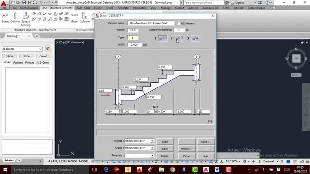 TUTO-AUTOCAD STRUCTURAL DETAILING : Comment Obtenir le Plan d'armature de l'Escalier ? смотреть онлайн