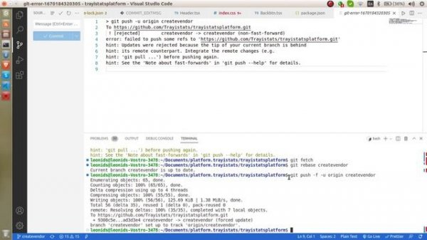 error: failed to push some refs to git repository