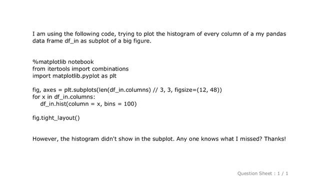 Pandas : pandas histogram: plot histogram for each column as subplot of a big figure смотреть онлайн