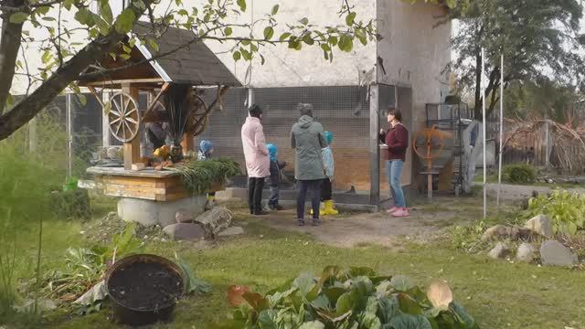 Дети на эко-ферме. Тут птицы животные