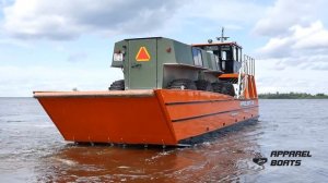 Перевозим вездеход ТРОМ 8 на грузовом катере аппарельного типа ФАКТОРИЯ 1400