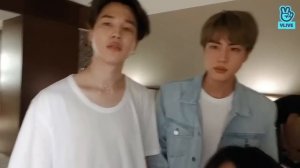[РУС ОЗВУЧКА JKub] Чонгук и Ви комнате отеля ТРАНСЛЯЦИЯ | BTS in the hotel: Jungkook, V, Jimin, Jin