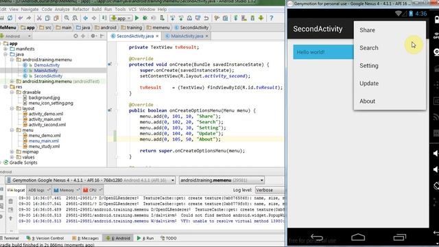 Lập trình Android - Bài 100 Thiết lập và sử dụng Menu - Java code смотреть онлайн