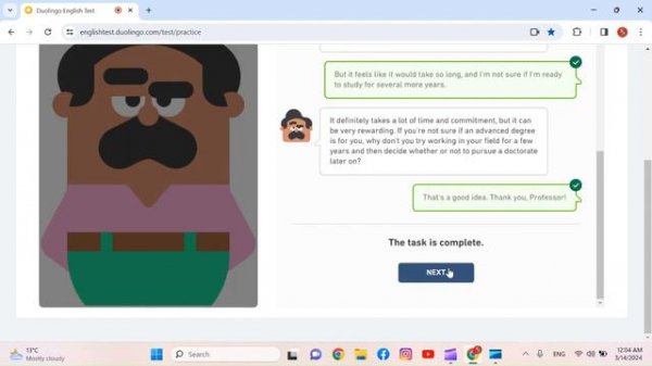 135 on Duolingo English test practice