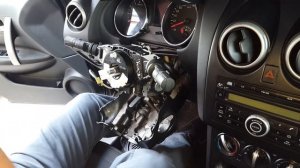 How to remove and install ribbon cable Nissan Qashqai (J10) 2010 y. (CLOCK SPRING SWITCH ) PART2