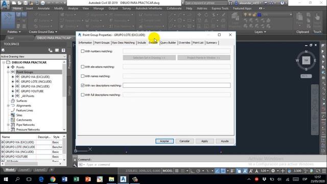 CREAR GRUPO DE PUNTOS en CIVIL 3D con INCLUDE, EXCLUDE y QUERY BUILER en CIVIL 3D [2023] CAP. 7??? смотреть онлайн