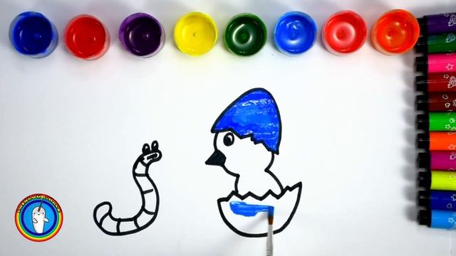How to draw WORM & CHICK | как нарисовать червяка и цыпленка #draw #paint #colourful #worm #chick смотреть онлайн