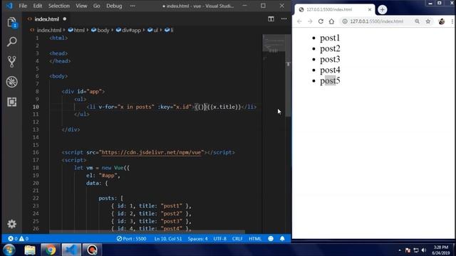 VUE JS TUTORIAL || LIST RENDERING|| FOR ABSOLUTE BEGINNERS!! смотреть онлайн