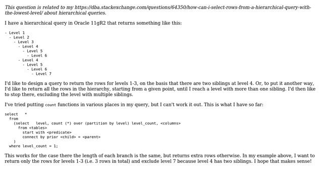 Databases: How can I limit a hierarchical query to the point where there are multiple children? смотреть онлайн