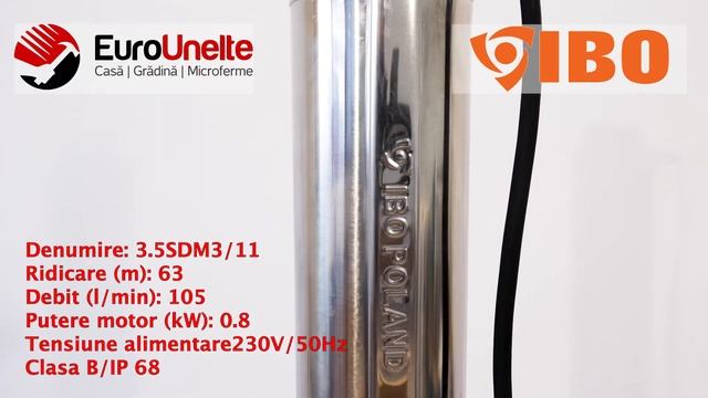 POMPA SUBMERSIBILA IBO DAMBAT 3.5SDM3/11, 0.8KW, DEBIT 105L/MIN, H REFULARE 63M смотреть онлайн