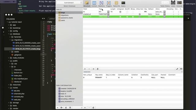Laravel 5.6 with React.js & MySQL Tutorial: Episode 3 | Migration, table and displaying data - смотреть онлайн