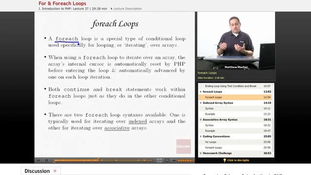 "For and Foreach Loops" | PHP with Educator.com смотреть онлайн