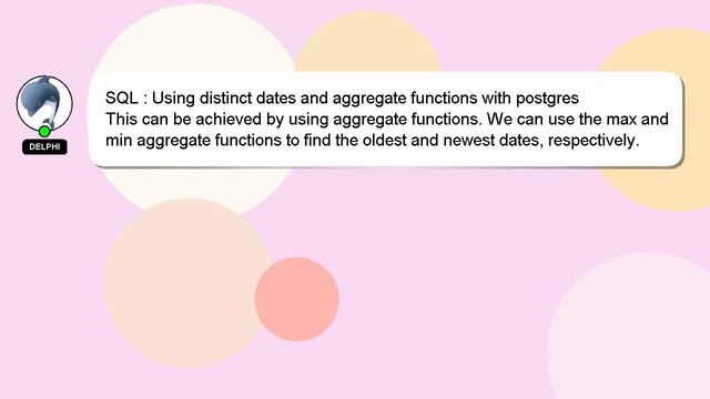 SQL : Using distinct dates and aggregate functions with postgres смотреть онлайн