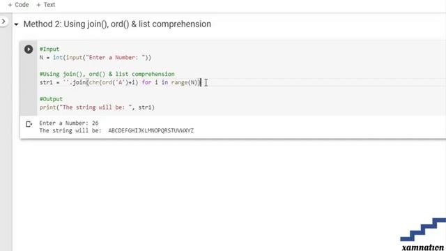 How to contruct string with first N letters-using join (),ord() & List Comprehension смотреть онлайн