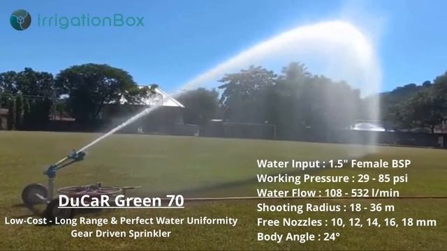 Perfectly Even Water Distribution! DuCaR Green 70 Gear Driven Sprinkler on Wheeled Cart & Hose Reel смотреть онлайн
