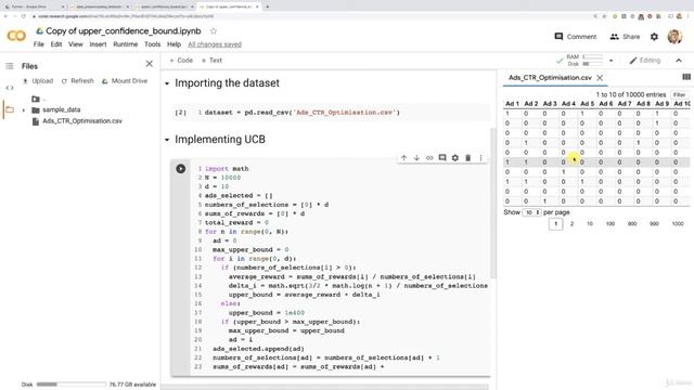 9 Upper Confidence Bound in Python Step 6 смотреть онлайн