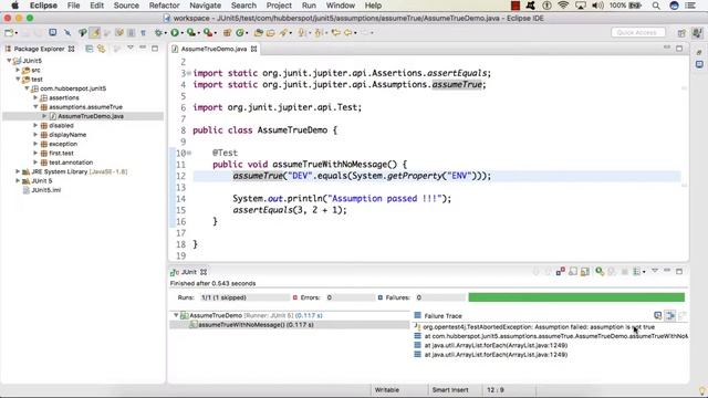 Demo - assumeTrue method (JUnit 5 Assumptions) смотреть онлайн