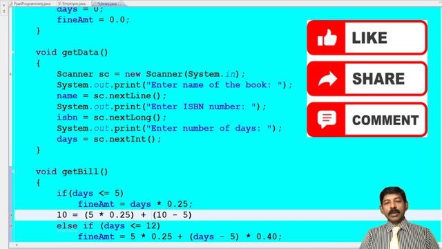 Java Class Library Programming | Define a class Library with default constructor to calculate fine смотреть онлайн