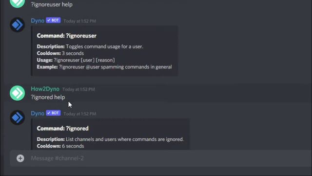 Dyno Bot Tutorials - How to use Ignore Commands смотреть онлайн
