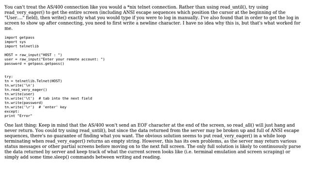 DevOps & SysAdmins: Telnet connection to an AS400 system via telnetlib (Python) (4 Solutions!!) смотреть онлайн