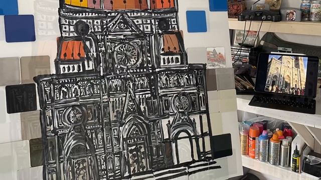 Creation of the Duomo di Firenze mixed media painting смотреть онлайн