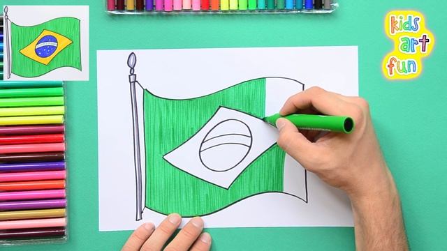How to draw the National Flag of Brazil смотреть онлайн