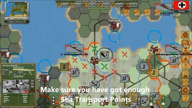 Strategic War in Europe tutorial - loading units on troop transport смотреть онлайн