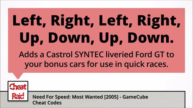 Need For Speed: Most Wanted Cheat Codes | GameCube