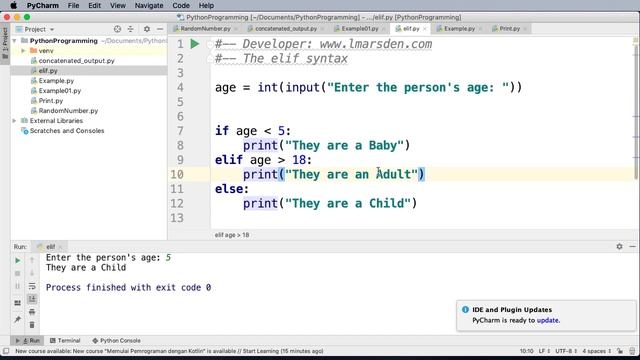 Python Tutorial: ELIF - nested decision structure смотреть онлайн