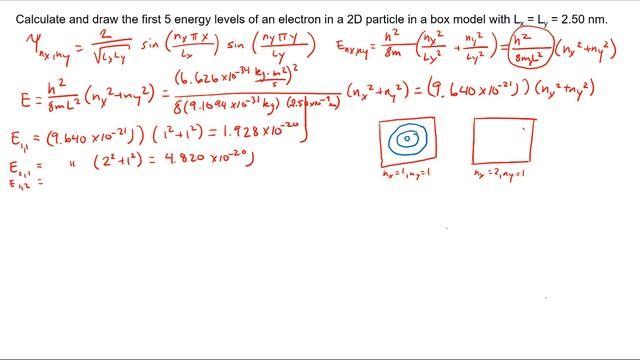 2D Particle in a box Calculate the energies and draw different states смотреть онлайн
