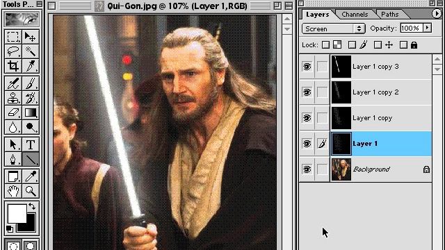 Photoshop - stars war lightsaber Tutorial смотреть онлайн
