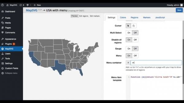 MapSVG 2.x tutorial: interactive vector map with menu in WordPress
