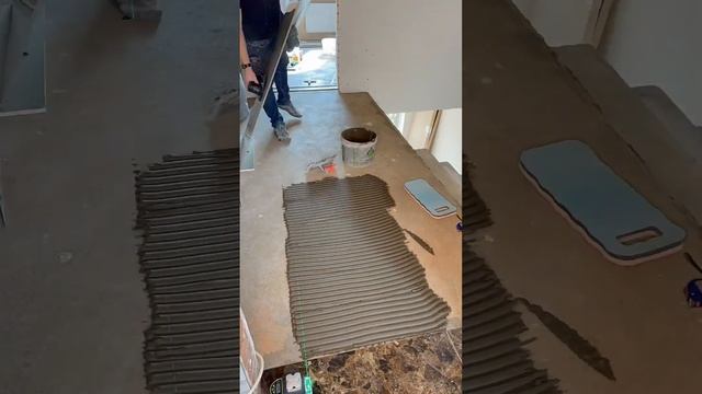 Облицовка верхней лестничной площадки #лестницамзкерамогранита #ступениизкерамогранита смотреть онлайн